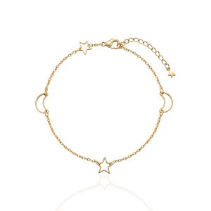 Pulseira Luas e Estrelas Vazadas - Banho Ouro 18k