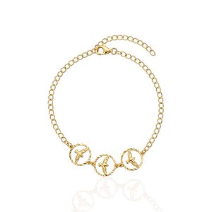 Pulseira 3 Espíritos Santo Vazado - Banho de Ouro 18k