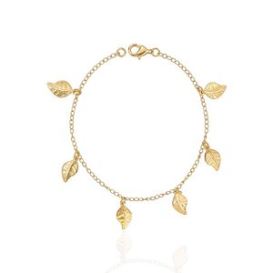 Pulseira 6 Folhas Penduradas - Banho Ouro 18k