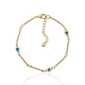 Pulseira Olho Grego com Entremeios - Banho Ouro 18k