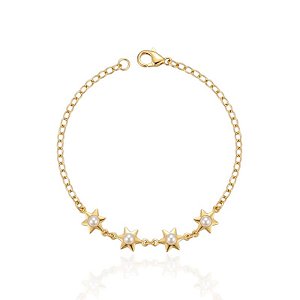 Pulseira 4 Estrelas com Pérolas - Banho Ouro 18k