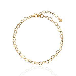 Pulseira Elo Coração - Banho Ouro 18k