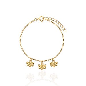 Pulseira Infantil 3 Abelhinhas - Banho Ouro 18k