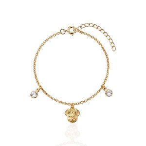 Pulseira Infantil Minnie com Pontos de Luz - Banho Ouro 18k