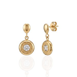Brinco Base com Círculo e Zircônia - Banho de Ouro 18k