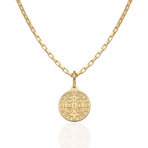 Colar Medalha São Bento Cartier 37cm - Banho de Ouro 18k