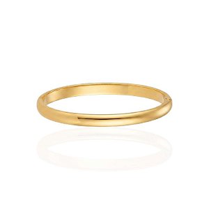 Bracelete Grosso Liso Click - Banho Ouro 18k