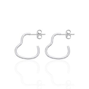 Brinco Argolinha Coração Tarraxa 2cm - Prata 925