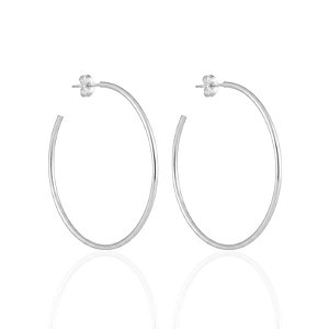 Brinco Argola Fio Redondo Tarraxa 5,2cm - Prata 925