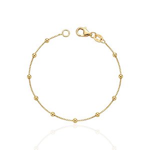 Pulseira Veneziana com Bolinhas 18cm - Banho Ouro 18k