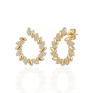 Brinco Orgânico Gotas Lisas e Cravejadas - Banho de Ouro 18k