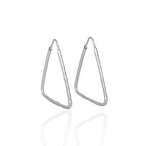 Brinco Argola Triângulo Lisa 2,9cm - Prata 925