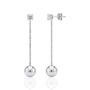 Brinco Ponto de Luz c/ Veneziana e Bola 4cm - Prata 925