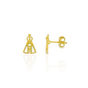 Brinco Nossa Senhora Vazado - Banho de Ouro 18k