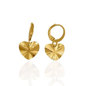 Brinco Argolinha com Pingente Coração Orgânico - Banho de Ouro 18k