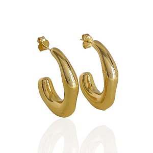 Brinco Argola Orgânica Puffer - Banho de Ouro 18k