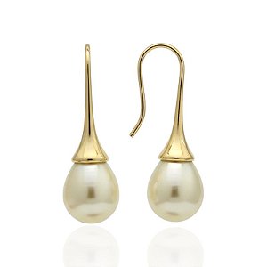 Brinco Gancho com Perola Gota - Banho de Ouro 18k