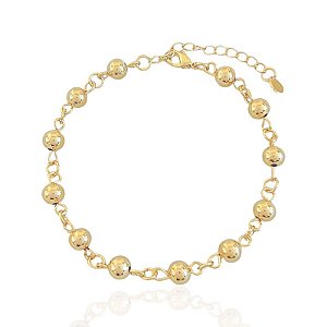 Pulseira Bolinhas 6mm 18cm - Banho de ouro 18k