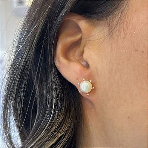 Brinco Perola com 6 Garras 0,8cm - Prata 925