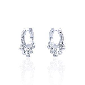 Brinco Argolinha com 5 Pontos de Luz Zircônia 1,2cm - Prata 925
