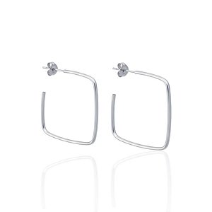 Brinco Argola Quadrada Tarraxa 3cm - Prata 925