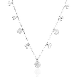 Colar Chocker 8 Corações Duplo 40cm - Prata 925