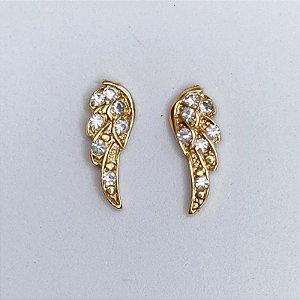 Brinco Asa Cravejada 1,5cm - Banho de Ouro 18k