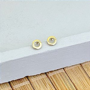 Brinco Mini Circulo Vazado 4mm - Banho de Ouro 18k