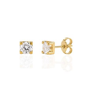 Brinco Zircônia Caixa Quadrada - Banho de Ouro 18k