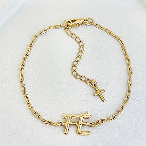 Pulseira Elo Cartier Fé 20cm - Banho de Ouro 18k