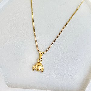 Colar Cabeça Menina 45cm - Banho de Ouro 18k