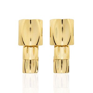 Brinco Telha em Cascata 5cm - Banho de Ouro 18k