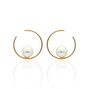 Brinco Argola Frontal com Pérola - Banho de Ouro 18k