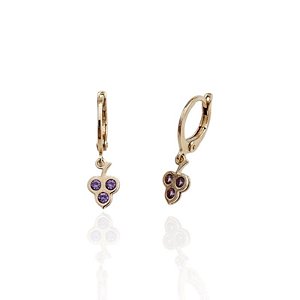 Brinco Infantil Argola com Pingente de Uva - Banho de Ouro 18k