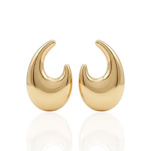 Brinco Liso Formato "J" - Banho de Ouro 18k