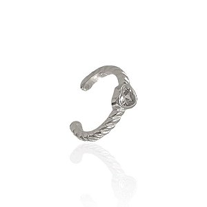 Piercing Fake Torcido com Coração de Zircônia 1,2cm - Prata 925