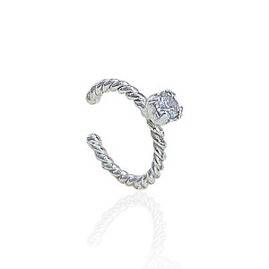 Piercing Fake Torcido com Zircônia 1,1cm - Prata 925