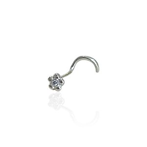 Piercing Nariz Flor com 1 Zircônia UNIDADE - Prata 925