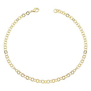 Tornozeleira Elo Redondo 25cm - Banho de Ouro 18k