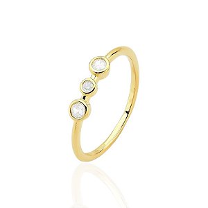 Anel 3 Pontos de Luz - Banho de Ouro 18k