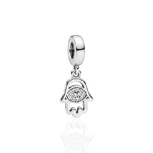 Berloque Mão de Fatima (Hamsa) Cravejada - Prata 925