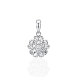 Berloque Flor 5 Petálas Cravejadas - Prata 925