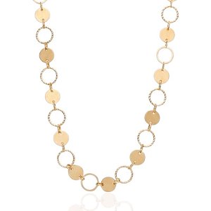 Colar Choker Círculos Vazados e Medalhinhas 40cm - Banho de Ouro 18k