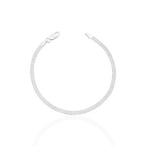 Pulseira Esteira Bolinhas 3 Fios 18cm - Prata 925
