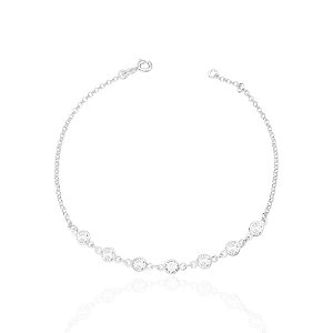 Pulseira 6 Zircônias Cristal 18cm - Prata 925