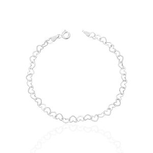 Pulseira Elo Coração 20cm - Prata 925