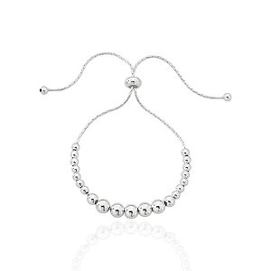 Pulseira Bolinhas Modelo Gravatinha 22cm Ajustável - Prata 925