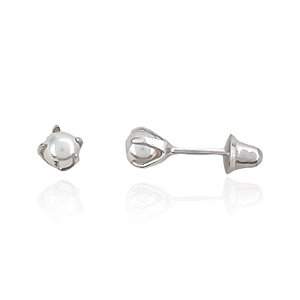 Brinco Infantil Perola 3mm - Prata 925