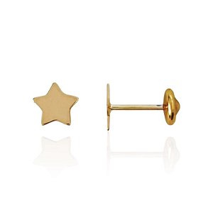 Brinco Infantil Estrela Lisa - Banho de Ouro 18k