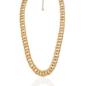 Colar Elo Grumet Grosso 40cm + 5cm de Extensor - Banho de Ouro 18k